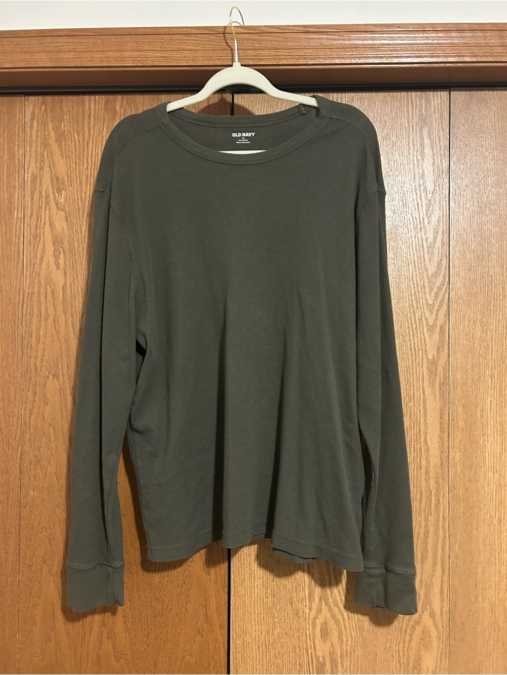 Old Navy Olive Waffle Knit Long Sleeve Shirt